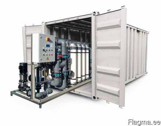 Modular water treatment systems in containers
